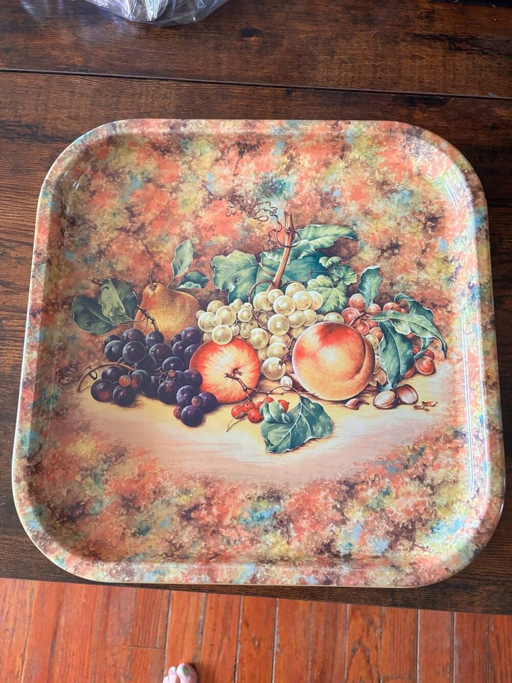 Vintage Daher Decorated Ware Metal Fruit Motif Serving Tray Made in England